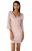 Herve Leger Bandage Dress Long Sleeve Flared V Neck Pink