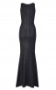 Herve Leger Bandage Dress Long Gown Foil Black Yoke Strap