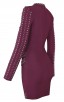 Herve Leger Bandage Dress Long Sleeve Beaded Burgandy