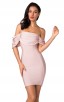 Herve Leger Bandage Dress Off Shoulder Pink