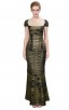 Herve Leger Bandage Dresses Long Gown Metallic Black Golden V Neck