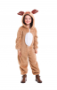 Christmas Elk Homewear Kids Coral Velvet Jumpsuit Costume