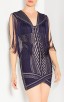 Herve Leger Renata Pointelle Crochet Fringe Dress 