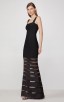 Herve Leger Striped Tulle Bandage Gown - Black