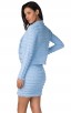 Herve Leger Bandage Dress Long Sleeve Jacket Two Piece Jacquard Button Blue