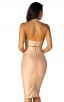 Herve Leger Bandage Dress Metallic Halter V Neck Backless Gold