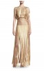 Herve Leger Bandage Dress Long Gown Tassels Foil Gold