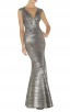 Herve Leger Leslie Woodgrain Foil Print Gown