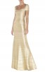 Herve Leger Lora Woodgrain Foil Bandage Gown