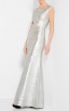 Herve Leger Sophia Metallic Foil Mermaid Gown