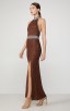 Herve Leger Metallic Eyelash Halter Gown