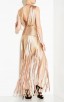 Herve Leger Bandage Dress Long Gown Tassels Foil Gold