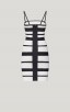 Herve Leger Striped Strappy Mini Dress - Alabaster Black Combo 