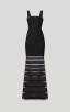 Herve Leger Striped Tulle Bandage Gown - Black