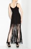 Herve Leger Black Nadia Lattice Draped Fringe Dress