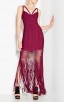 Herve Leger Raspberry Nadia Lattice Draped Fringe Dress