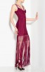 Herve Leger Raspberry Nadia Lattice Draped Fringe Dress