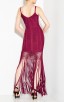 Herve Leger Raspberry Nadia Lattice Draped Fringe Dress