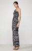 Herve Leger Metallic One Shoulder Zebra Gown