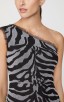 Herve Leger Metallic One Shoulder Zebra Gown
