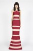 Herve Leger Bandage Dress Long Gown Halter Neck Red