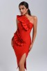 One Strapless Sleeveless Sheath Slit Evening Gown