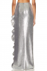 Stunning Silver Sequin Two-Piece Gown  Ruffle High-Slit Skirt