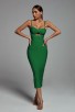 Sexy Shoulderless Long Green Bandage Dress