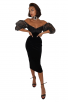 Black Mesh Off Shoulder Patchwork Bandage Dress