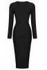 Long Sleeve Open Back Black Bandage Dress