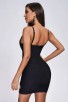 Black Lace-Up Floral Crystal Bandage Dress