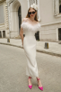 Women's Feather Off Shoulder Evening Long Bandage Dress