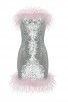 New Sequin Tube Top Double Ostrich Fur Backless Dress