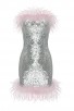 New Sequin Tube Top Double Ostrich Fur Backless Dress