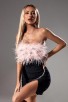 Open-Back Feather-Trimmed Crepe Mini Dress