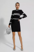 Black Diamond Embellished Long Sleeve Mini Dress