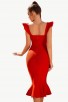 Red Mermaid Bandage Midi Evening Gown