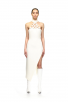 White Flower Embellished Bandage Midi Dress