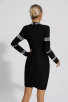 Black Diamond Embellished Long Sleeve Mini Dress