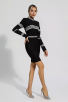 Black Diamond Embellished Long Sleeve Mini Dress
