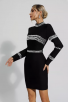 Black Diamond Embellished Long Sleeve Mini Dress