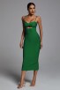 Sexy Shoulderless Long Green Bandage Dress