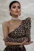 One-Shoulder Leopard-Print Celebrity Bandage Dress