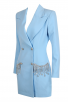 Blue V-Neck Jacket Mini Dress