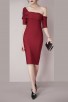 Red Off-The-Shoulder Split Bandage Dress