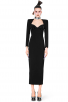 Crystal Embellished Long Sleeve Black Midi Bandage Dress