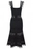 Herve Leger Bandage Dress Tank Flared Tassels Cut Out Black