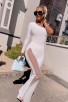 White Women's One Shoulder Long Sleeve Sexy Hollow Bandage Jumpsuit