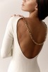 BL Ribbed Knit White Dress With Chain