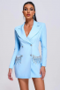 Blue V-Neck Jacket Mini Dress